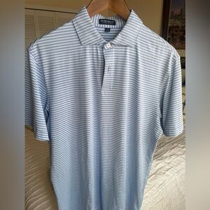 Peter Millar Light Blue and lavender Striped Polo